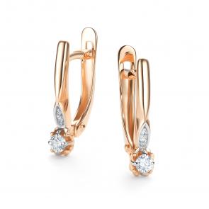 Золотые серьги АЛЬКОР с бриллиантом 26468-100 фото