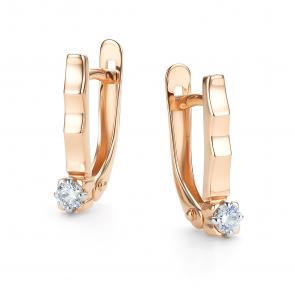 Золотые серьги АЛЬКОР с бриллиантом 26470-100 фото