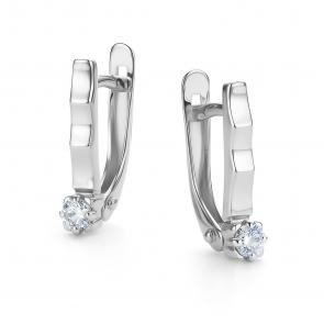 Серьги из белого золота АЛЬКОР с бриллиантом 26470-200 фото