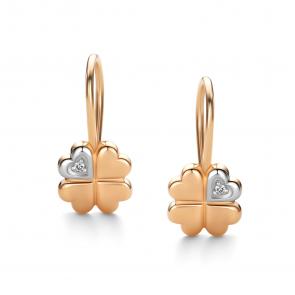 Золотые серьги АЛЬКОР с бриллиантом 26478-100 фото