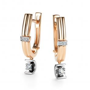 Золотые серьги АЛЬКОР с бриллиантом 26501-100 фото