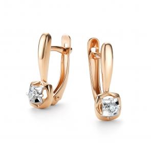 Золотые серьги АЛЬКОР с бриллиантом 26502-100 фото