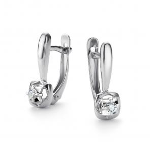 Серьги из белого золота АЛЬКОР с бриллиантом 26502-200 фото