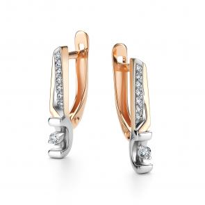 Золотые серьги АЛЬКОР с бриллиантом 26505-100 фото