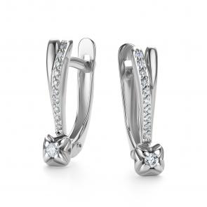 Серьги из белого золота АЛЬКОР с бриллиантом 26508-200 фото