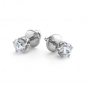 Серьги из белого золота АЛЬКОР с бриллиантом 26525-2Б5 фото