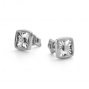 Серьги из белого золота АЛЬКОР с бриллиантом 26529-200 фото