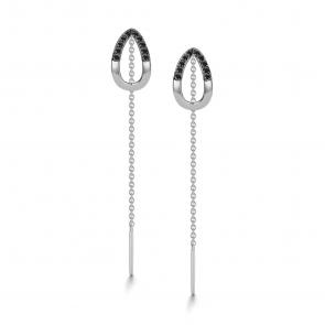 Серьги из белого золота АЛЬКОР с чёрным бриллиантом 26556-213 фото