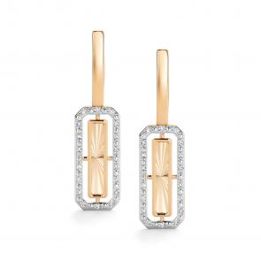 Золотые серьги АЛЬКОР с бриллиантом 26574-100 фото