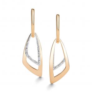 Золотые серьги-трансформеры АЛЬКОР с фианитом 26577-100 фото