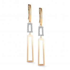 Золотые серьги АЛЬКОР с бриллиантом 26578-100 фото