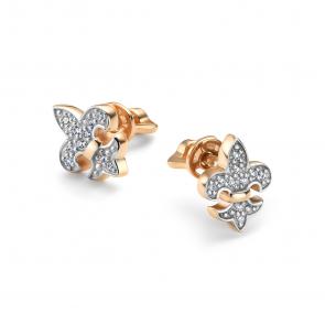 Золотые серьги АЛЬКОР с бриллиантом 26591-100 фото