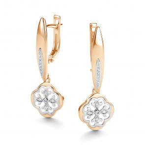 Золотые серьги АЛЬКОР с бриллиантом 26597-100 фото