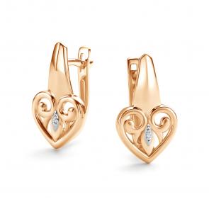 Золотые серьги АЛЬКОР с бриллиантом 26598-100 фото