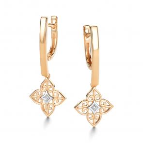 Золотые серьги АЛЬКОР с бриллиантом 26599-100 фото