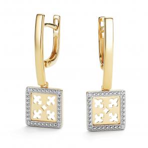 Серьги из лимонного золота АЛЬКОР с бриллиантом 26600-300 фото