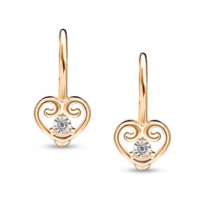 Золотые серьги АЛЬКОР с бриллиантом 26614-100 фото