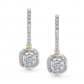 Серьги из лимонного золота АЛЬКОР с бриллиантом 26626-300 фото