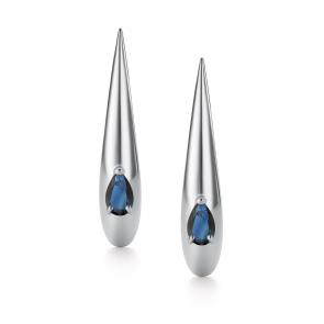 Серьги из белого золота АЛЬКОР с сапфиром 26630-202 фото