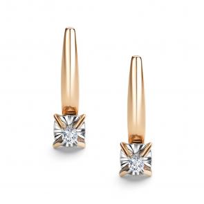 Золотые серьги АЛЬКОР с бриллиантом 26638-100 фото