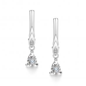 Серьги из белого золота АЛЬКОР с бриллиантом 26643-200 фото
