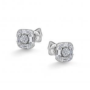 Серьги из белого золота АЛЬКОР с бриллиантом 26652-200 фото
