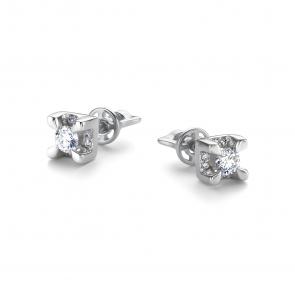 Серьги из белого золота АЛЬКОР с бриллиантом 26659-200 фото