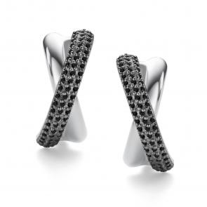 Серьги из белого золота АЛЬКОР с чёрным бриллиантом 26715-213 фото