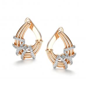 Золотые серьги АЛЬКОР с бриллиантом 26727-100 фото