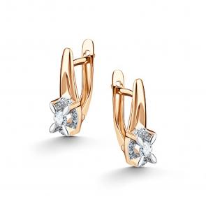 Золотые серьги АЛЬКОР с бриллиантом 26741-100 фото