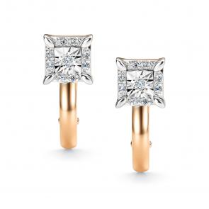 Золотые серьги АЛЬКОР с бриллиантом 26846-100 фото