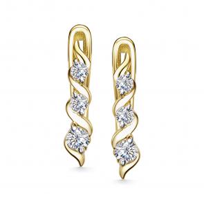 Серьги из лимонного золота АЛЬКОР с бриллиантом 26885-300 фото