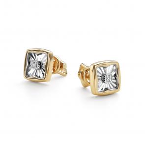 Серьги из лимонного золота АЛЬКОР с бриллиантом 26892-300 фото