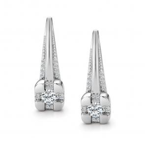 Серьги из белого золота АЛЬКОР с бриллиантом 27036-200 фото