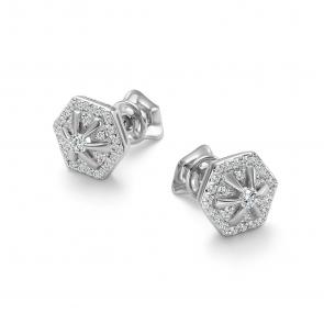 Серьги из белого золота АЛЬКОР с бриллиантом 27038-200 фото