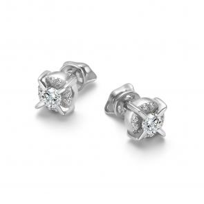 Серьги из белого золота АЛЬКОР с бриллиантом 27044-200 фото