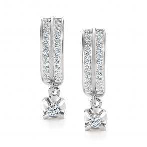 Серьги из белого золота АЛЬКОР с бриллиантом 27150-200 фото