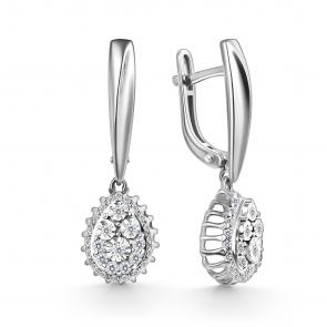 Серьги из белого золота АЛЬКОР с бриллиантом 27194-200 фото
