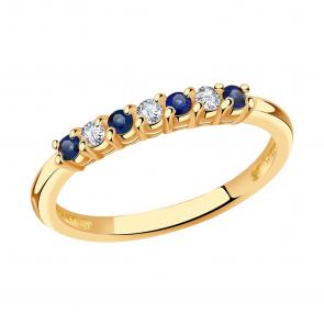 Золотое кольцо Александра с бриллиантом и сапфиром 3010439ск фото