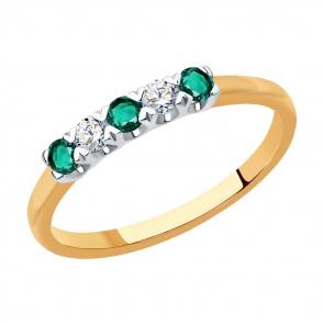 Золотое кольцо SOKOLOV с бриллиантом и изумрудом 3010614 фото