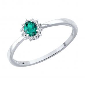 Золотое кольцо SOKOLOV с бриллиантом и изумрудом 3010801-3 фото