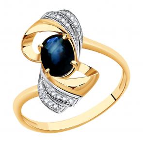 Золотое кольцо Александра с бриллиантом и сапфиром 3011549сбк фото