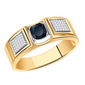 Золотое кольцо Александра с бриллиантом и сапфиром 3012049сбк фото