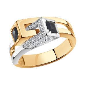 Золотое кольцо Александра с бриллиантом и сапфиром 3012077сбк фото