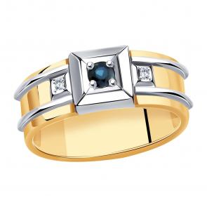 Золотое кольцо Александра с бриллиантом и сапфиром 3012121сбк фото
