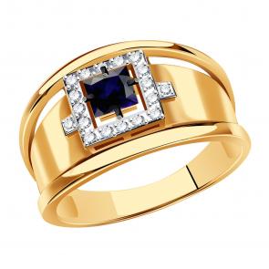 Золотое кольцо Александра с бриллиантом и сапфиром 3012252ск фото