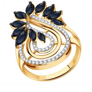 Золотое кольцо Александра с бриллиантом и сапфиром 3012323ск фото