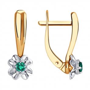 Золотые серьги SOKOLOV с бриллиантом и изумрудом 3020568 фото