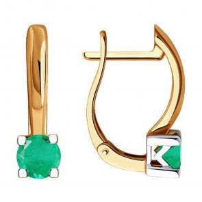 Золотые серьги SOKOLOV с изумрудом 3020585 фото
