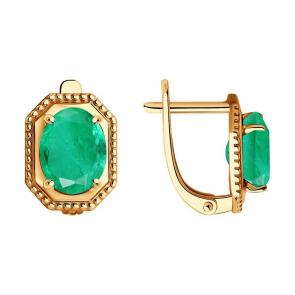 Золотые серьги SOKOLOV с изумрудом 3020610 фото